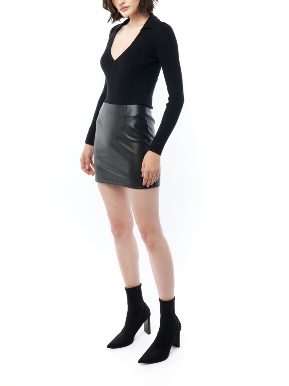 LBLC the Label Abby Mini Skirt Black NEW bandage Moto XS - Picture 2 of 4